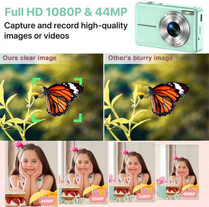 1080P Compact Digital Camera with 16X Zoom and 32GB Card - Ideal Starter Camera for Teens, Students, and Seniors (Green)