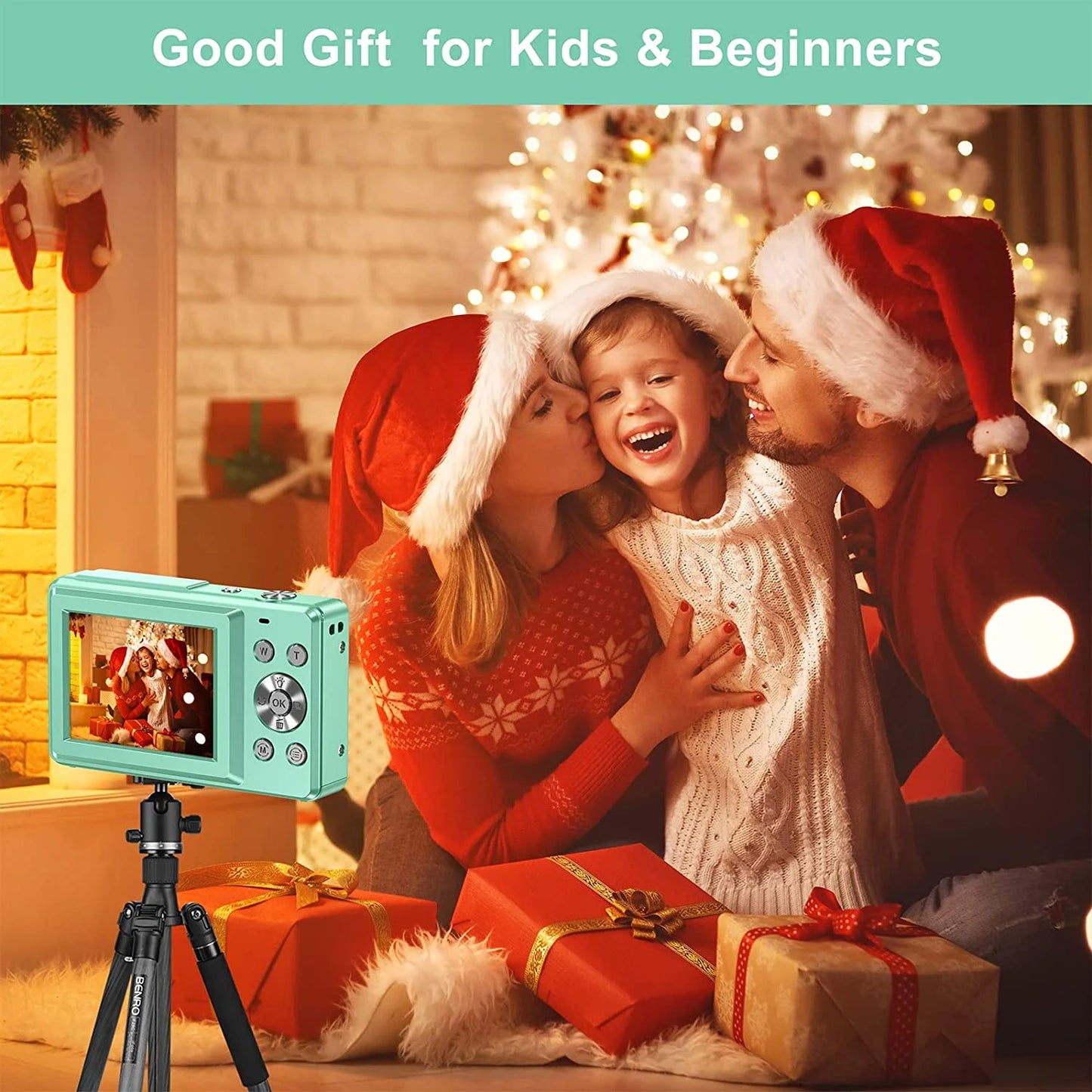 1080P Compact Digital Camera with 16X Zoom and 32GB Card - Ideal Starter Camera for Teens, Students, and Seniors (Green)