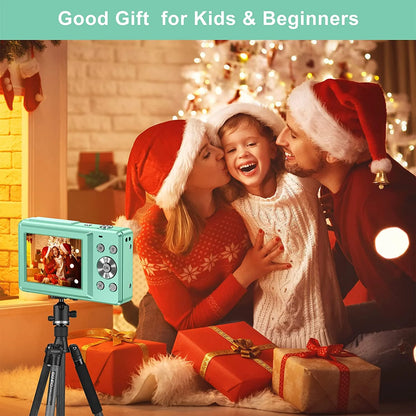 1080P Compact Digital Camera with 16X Zoom and 32GB Card - Ideal Starter Camera for Teens, Students, and Seniors (Green)